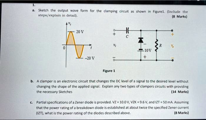 A Sketch The Output Waveform For The Clamping Circuit As Shown In