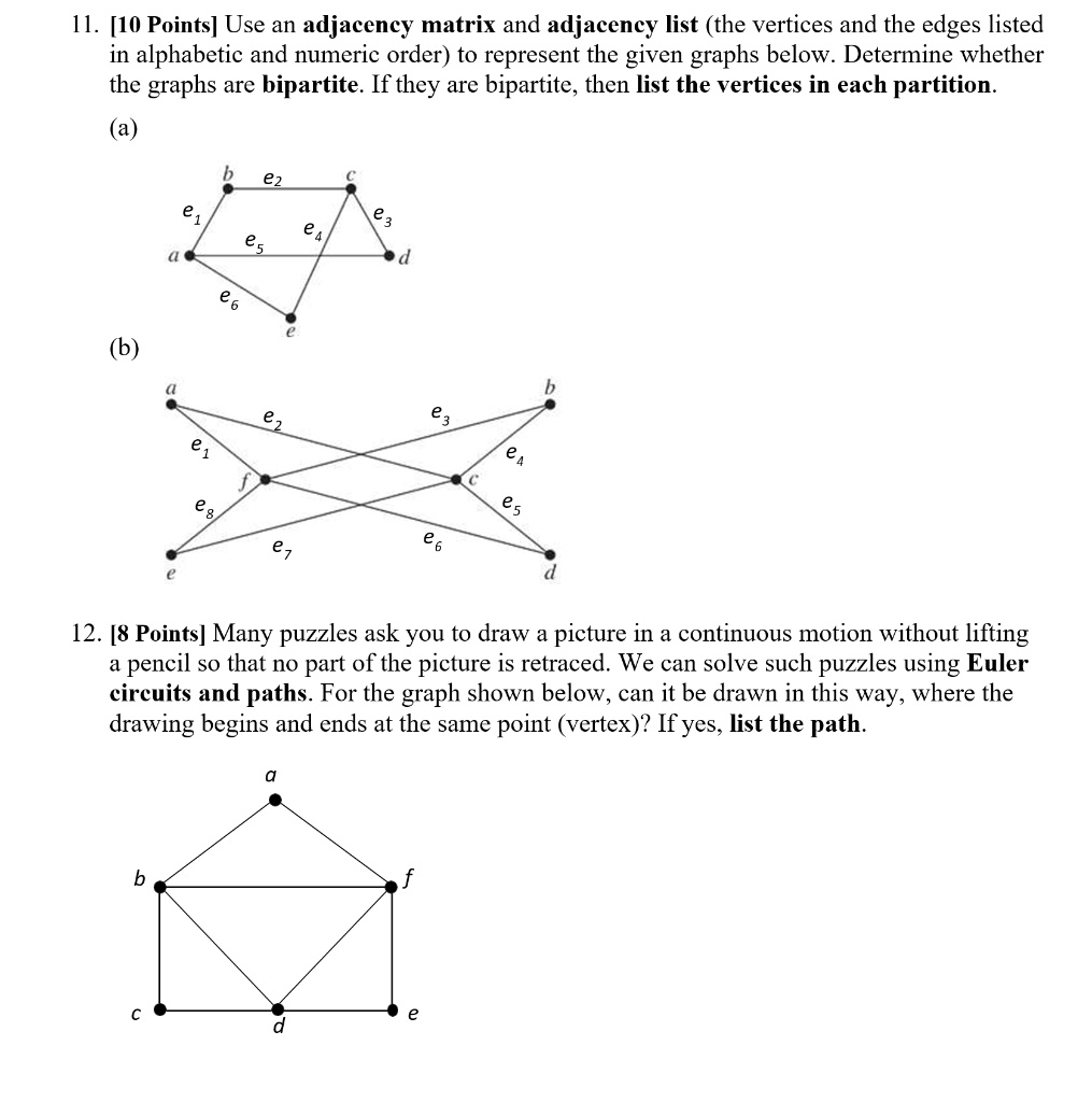 SOLVED 11 10 Points Use An Adjacency Matrix And Adjacency List The