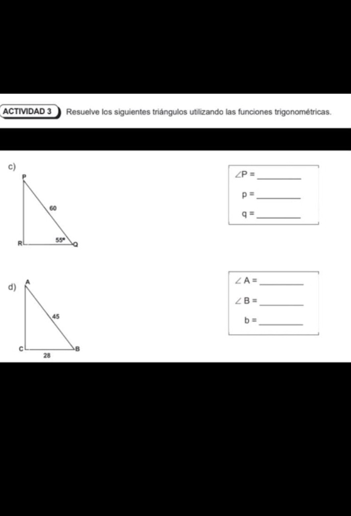 Solved Resuelve Los Siguientes Tri Ngulos Utilizando Las Funciones