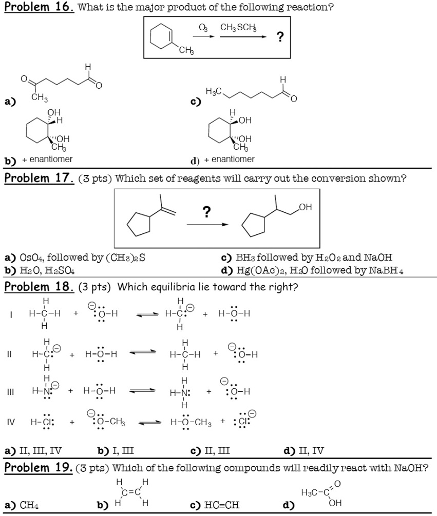 Solved Problen What Is The Major Product Of The Following Reaction