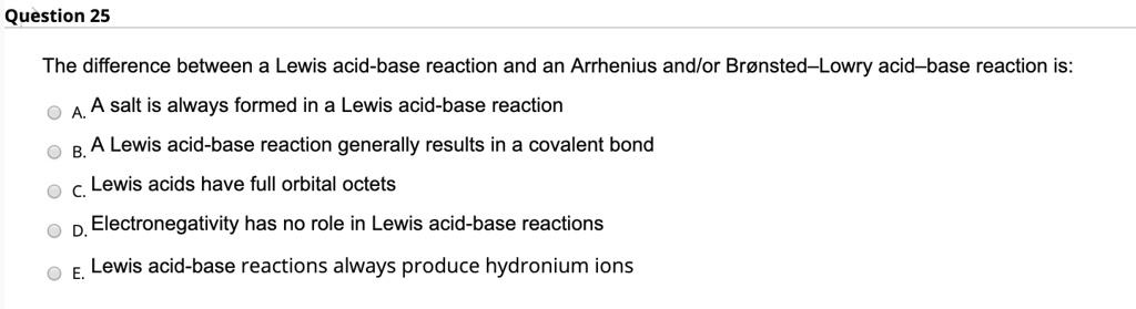 Solved Question The Difference Between A Lewis Acid Base Reaction