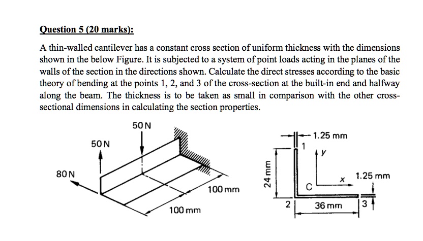 SOLVED Question 5 20 Marks A Thin Walled Cantilever Has A Constant