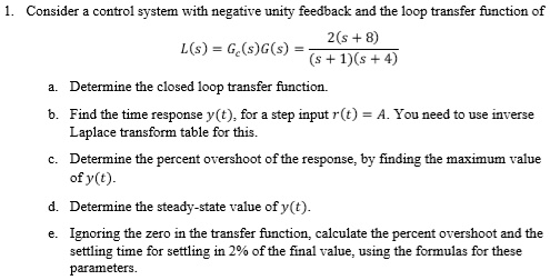 Solved Consider A Control System With Negative Unity Feedback And The