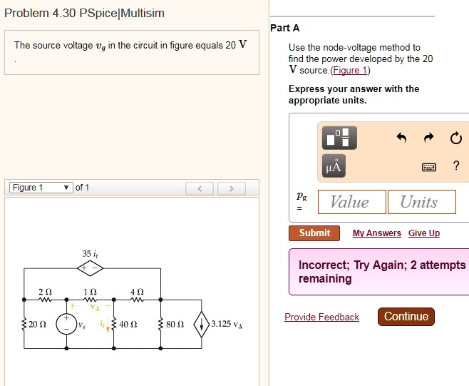 SOLVED Problem 4 30 PSpice Multisim Part A The Source Voltage Ug In