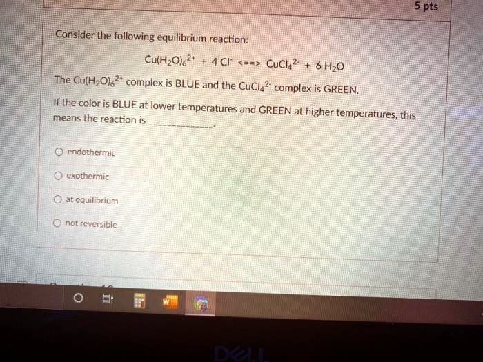 SOLVED 5 Pts Consider The Following Equilibrium Reaction Cu HzO162