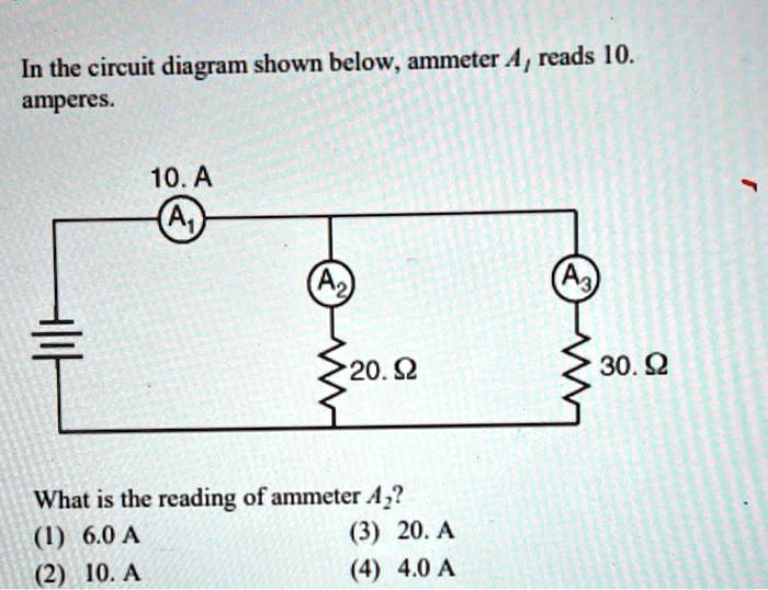 Solved In The Circuit Diagram Shown Below Ammeter Reads Amperes