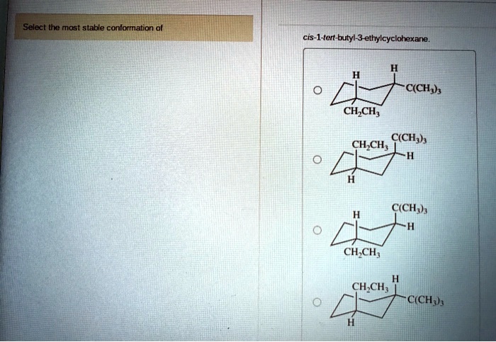 Solved Select Thta Most Stable Conformation Of Cis Tert Butyl