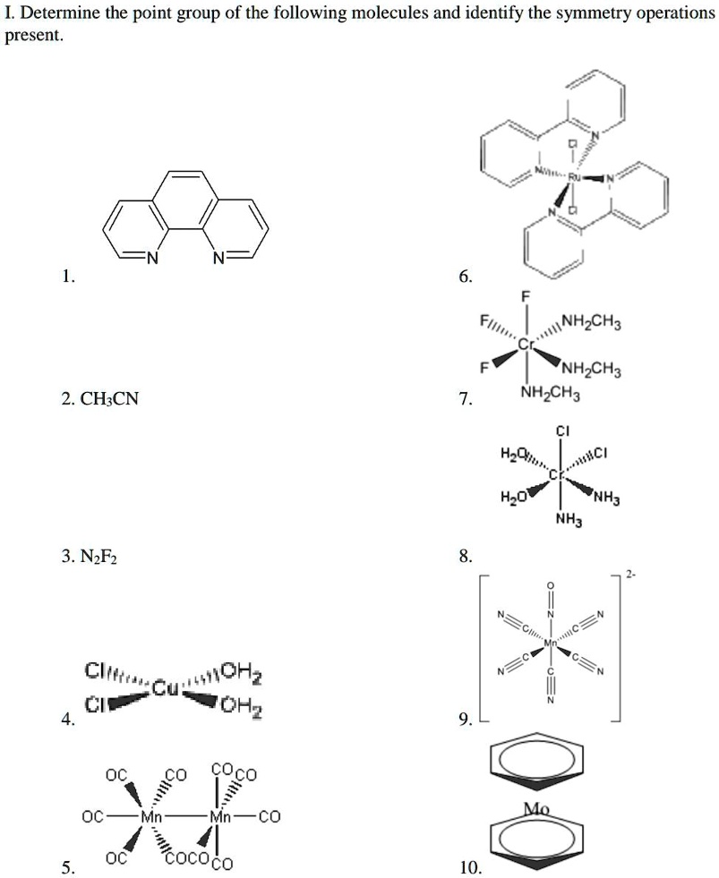 SOLVED I Determine The Point Group Of The Following Molecules And