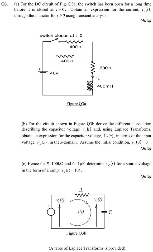 Solved Q Afor The Dc Circuit Of Fig Q A The Switch Has Been Open For