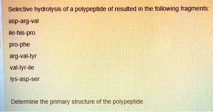 Solved Selective Hydrolysis Of A Polypeptide Resulted In The Following