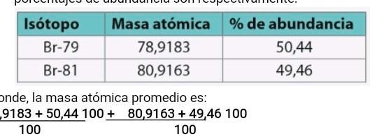 SOLVED Calcular la masa atómica promedio del bromo teniendo en cuenta