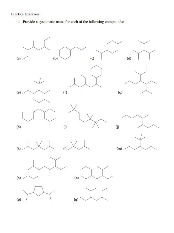 Solved Practice Exercises Provide A Systematic Name For Each Of