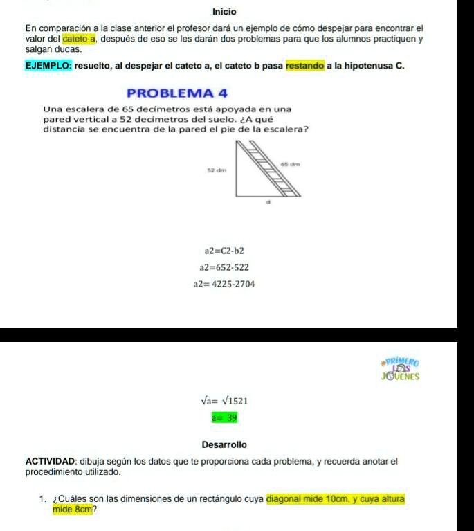 SOLVED cuales son las dimensiones de un rectángulo cuya diagonal mide