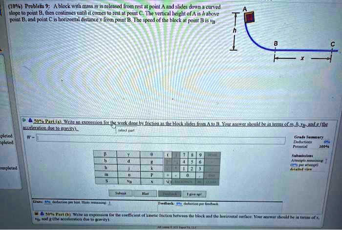 Problem 9 A Block Of Mass M Is Released From Rest At Point A And