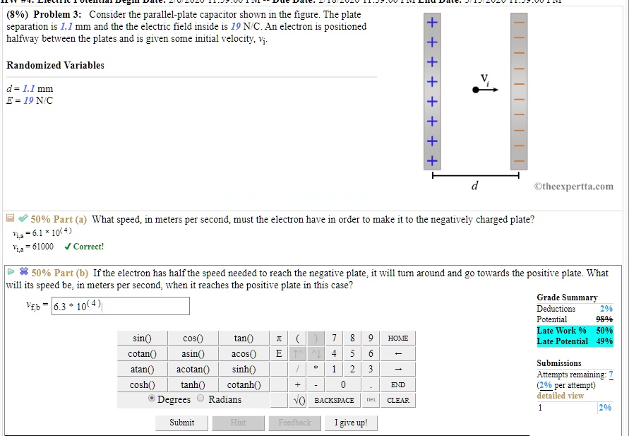 Problem Consider The Parallel Plate Capacitor Shown In The Figure The