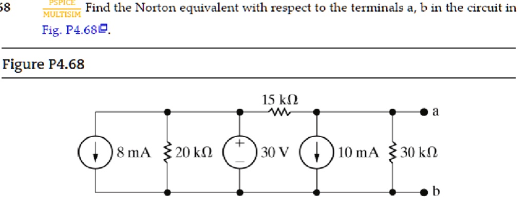 SOLVED 68 PSPICE Find The Norton Equivalent With Respect To The