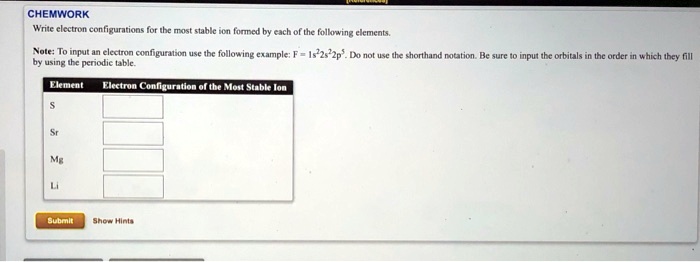 VIDEO Solution CHEMWORK Understanding Electron Configurations Of The