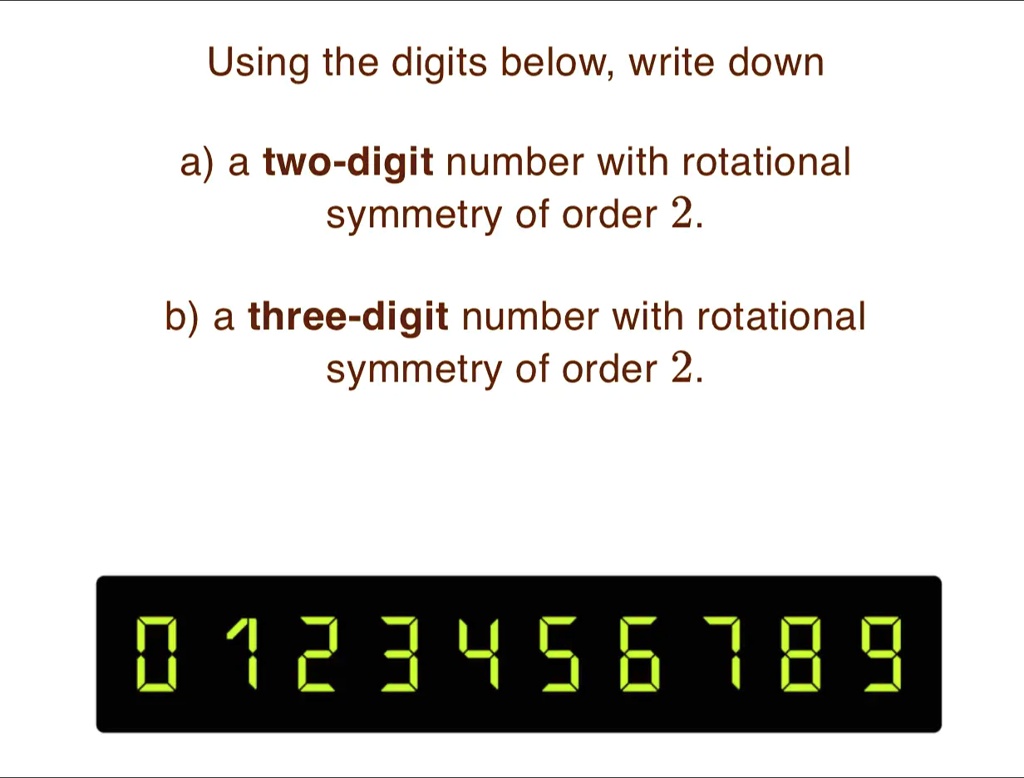 Using The Digits Below Write Down A A Two Digit Number With Rotational