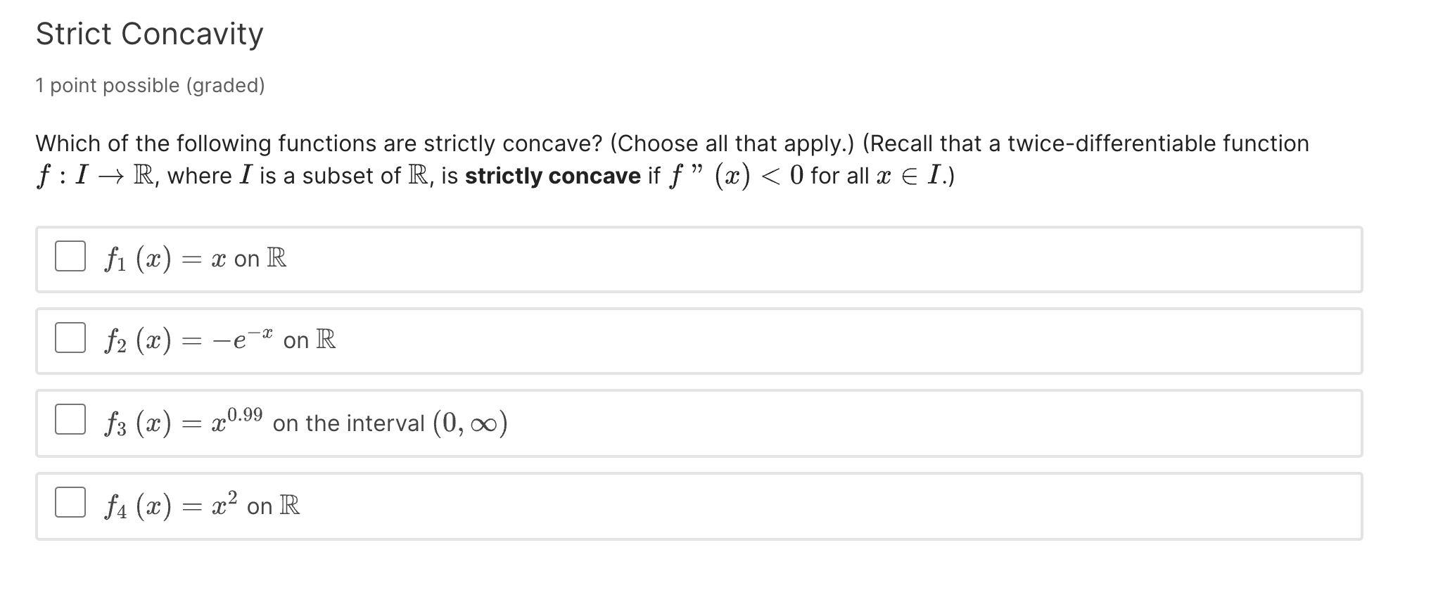 SOLVED Strict Concavity 1 Point Possible Graded Which Of The