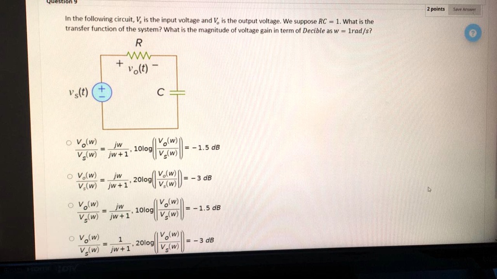 SOLVED In The Following Circuit V Is The Input Voltage And Vout Is