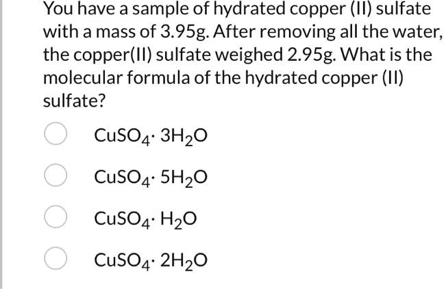 Each Copper II Sulfate Unit Is Associated With Five Water