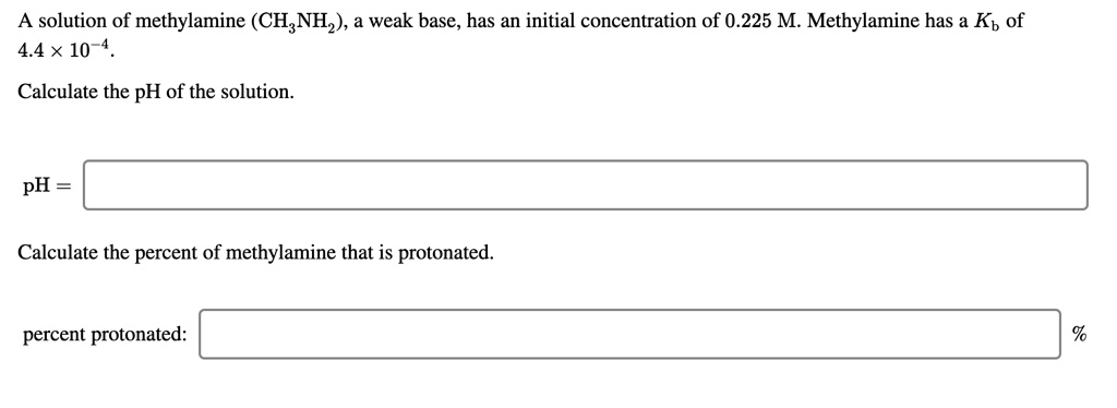 SOLVED A Solution Of Methylamine CH NH A Weak Base Has An Initial