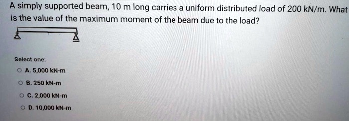 SOLVED A Simply Supported Beam 10 M Long Carries A Uniform