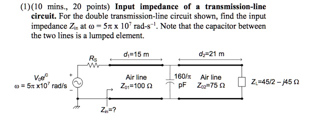 Solved Mins Points Input Impedance Of A Transmission Line