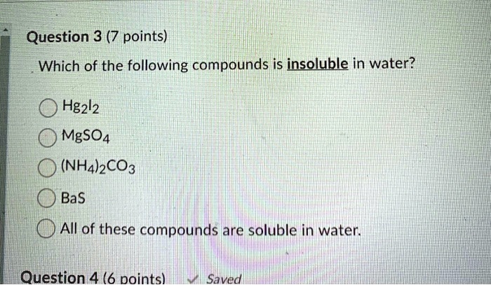 Solved Question Points Which Of The Following Compounds Is