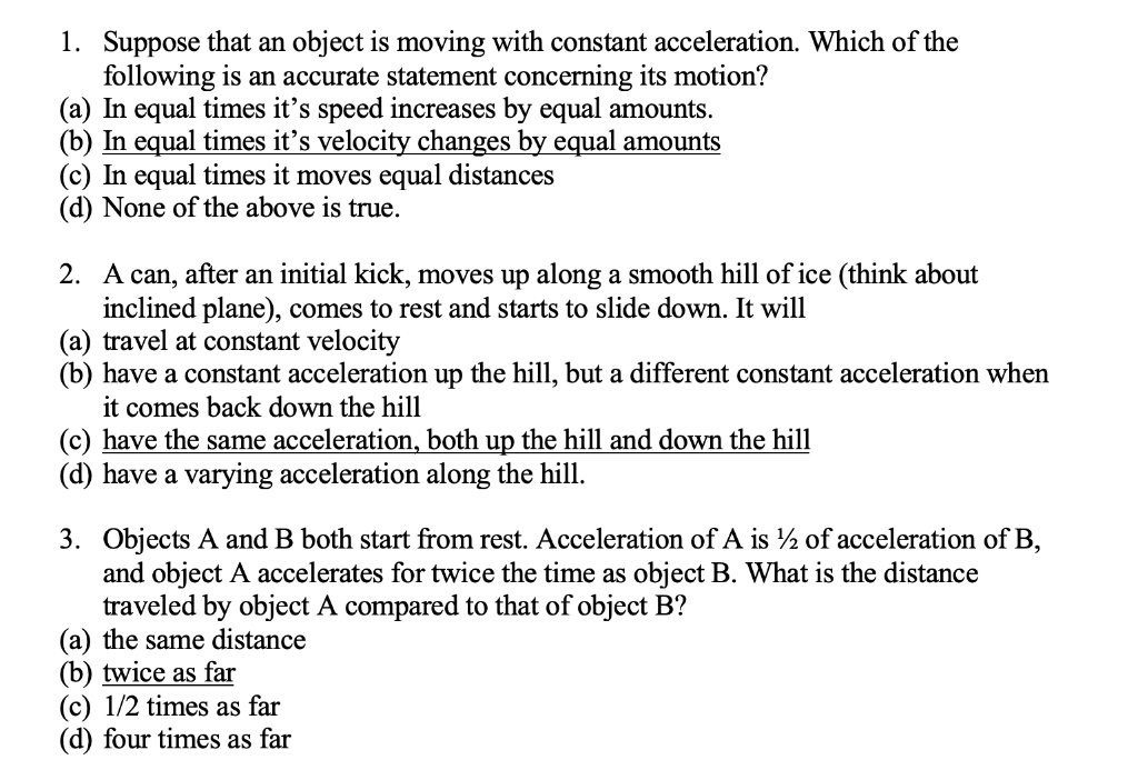 SOLVED Suppose That An Object Is Moving With Constant Acceleration