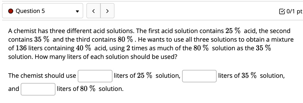 Solved Question Go Pt A Chemist Has Three Different Acid Solutions