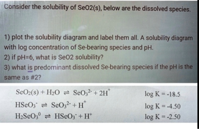 Solved Consider The Solubility Of Se S Below Are The Dissolved