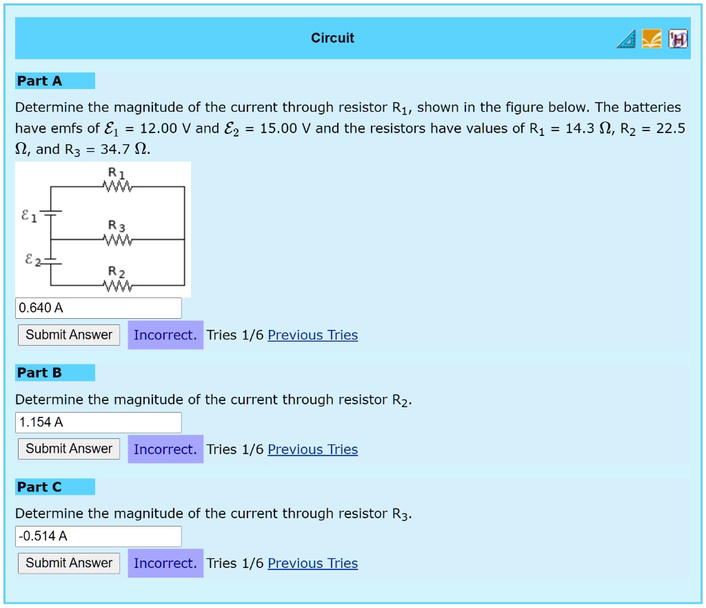 Solved Circuit Part A Determine The Magnitude Of The Current Through