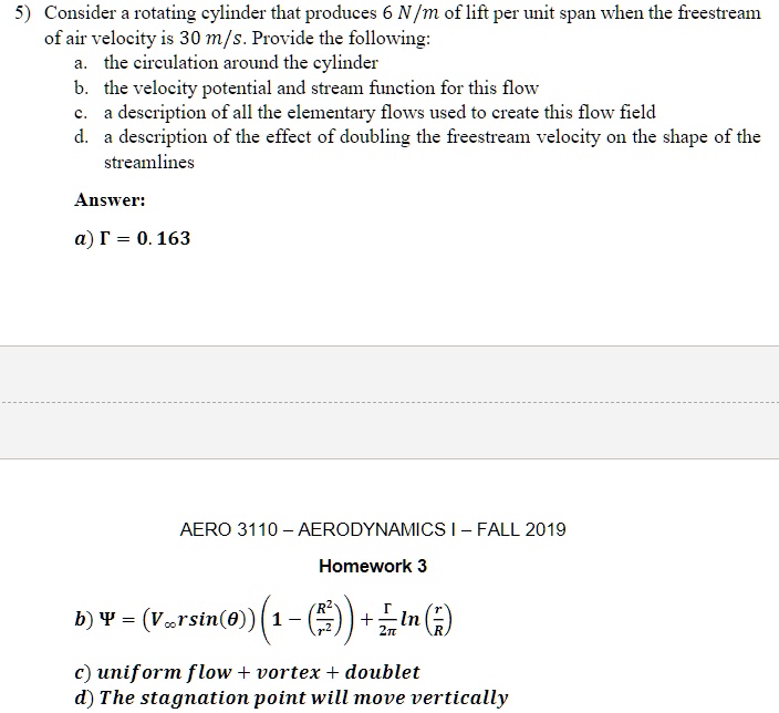 Consider A Rotating Cylinder That Produces N M Of Lift Per Unit Span