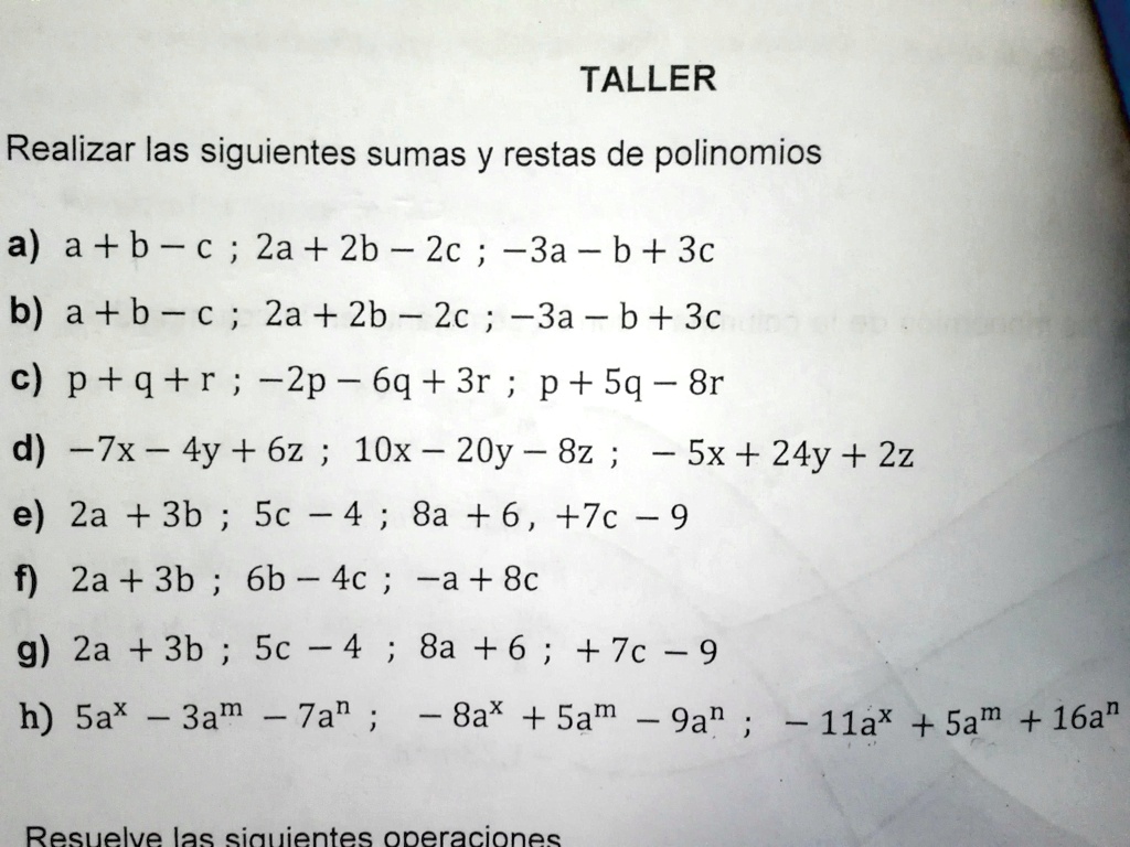 SOLVED HOLA ME AYUDAN A REALIZAR LAS SIGUIENTES SUMAS Y RESTAS DEQUE