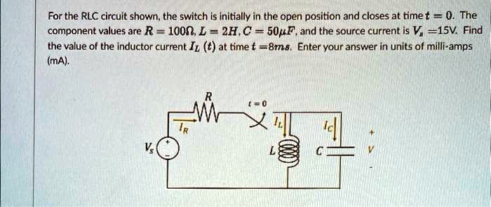 Solved For The Rlc Circuit Shown The Switch Is Initially In The Open