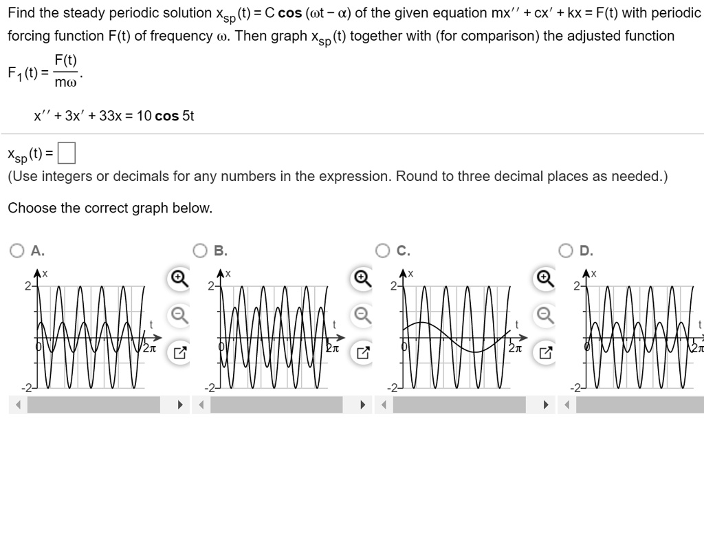 Find The Steady Periodic Solution Xsp T C Cos Ot Of The Given Equation