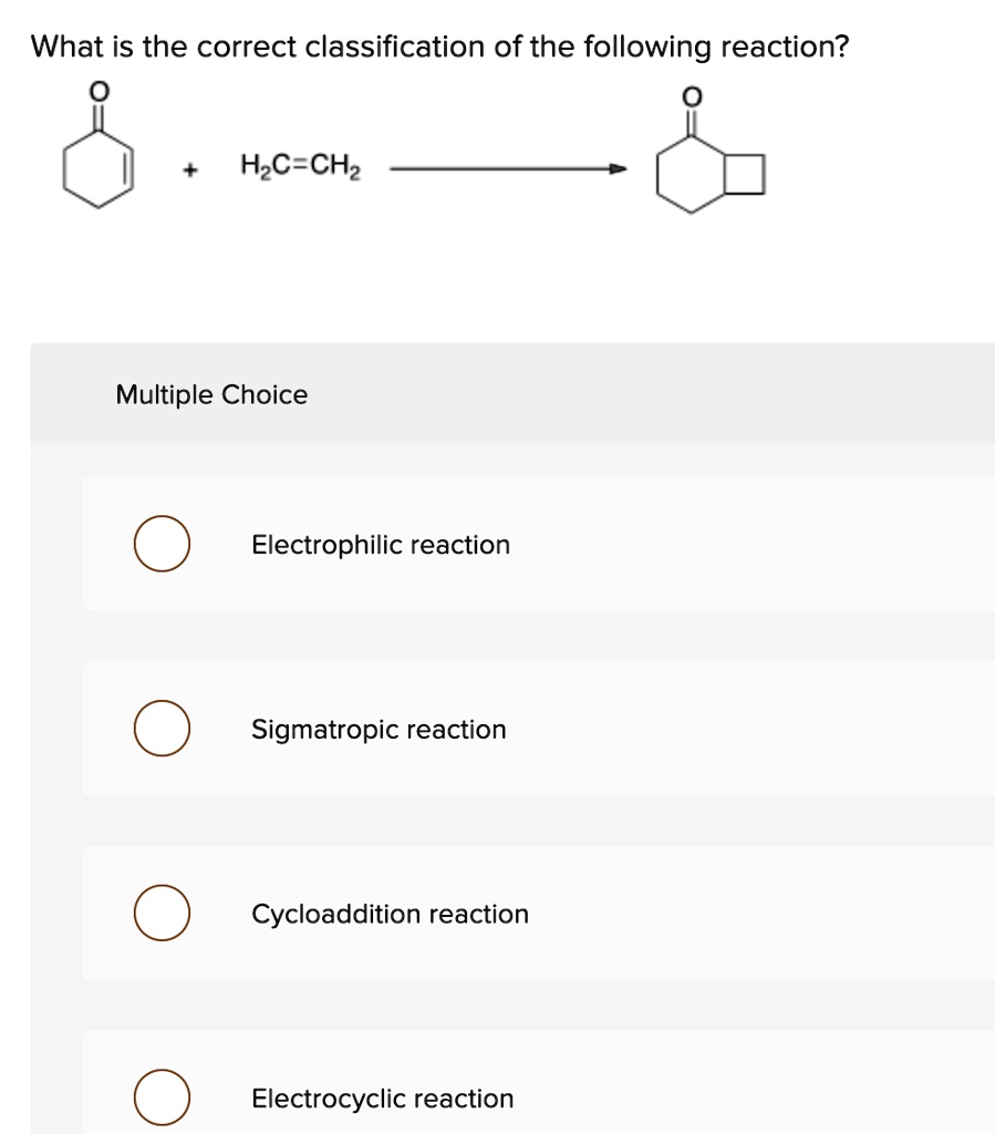 SOLVED What Is The Correct Classification Of The Following Reaction