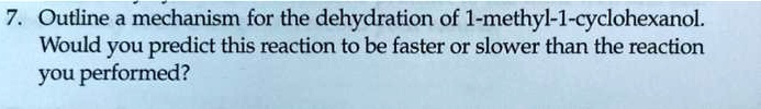 Solved Outline A Mechanism For The Dehydration Of Methyl