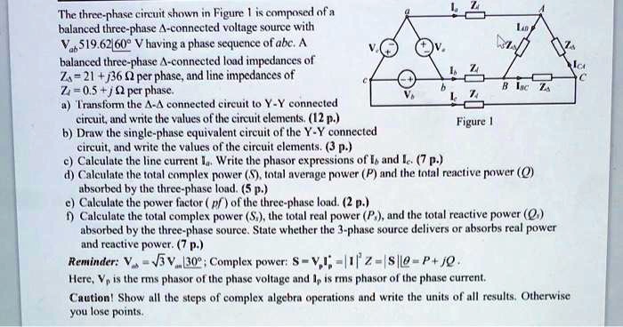 SOLVED The Three Phase Circuit Shown In Figure 1 Is Composed Of A