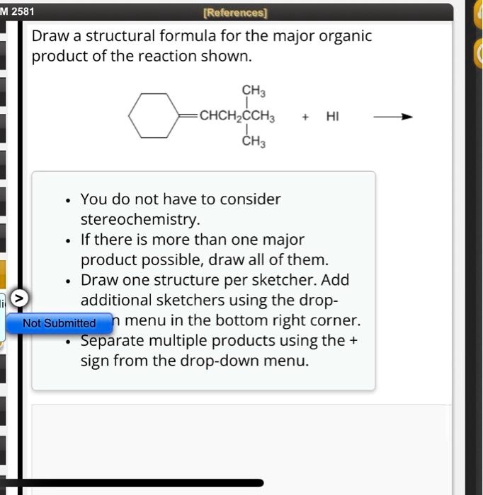 SOLVED M2581 References Draw A Structural Formula For The Major