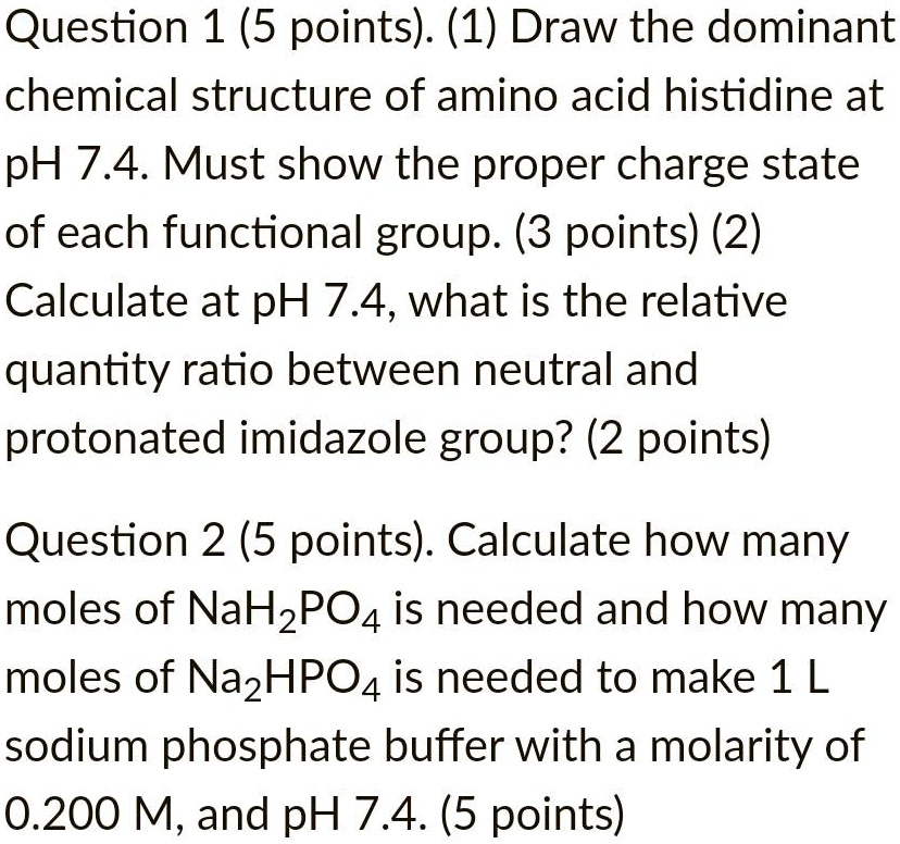 Question Points Draw The Dominant Chemical Structure Of The