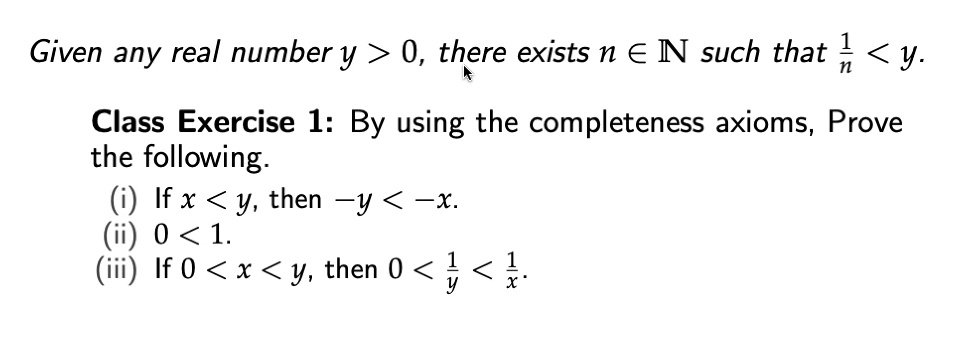 SOLVED Given Any Real Number Y 0 There Exists N N Such That 1 Y