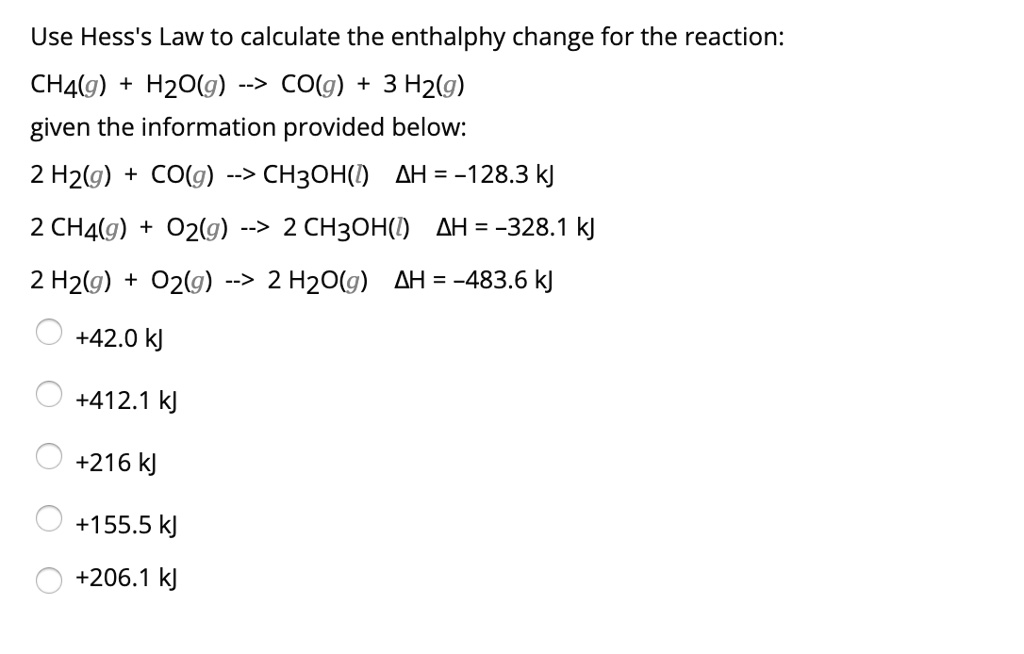 Solved Use Hess S Law To Calculate The Enthalphy Change For The