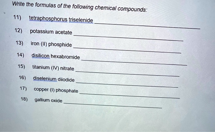 Solved Writing Chemical Formulas Write The Correct Off