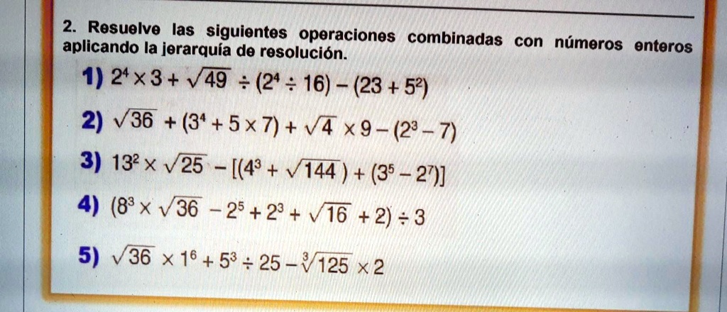 Solved Resuelve Las Siguientes Operaciones Combinadas Con N Meros