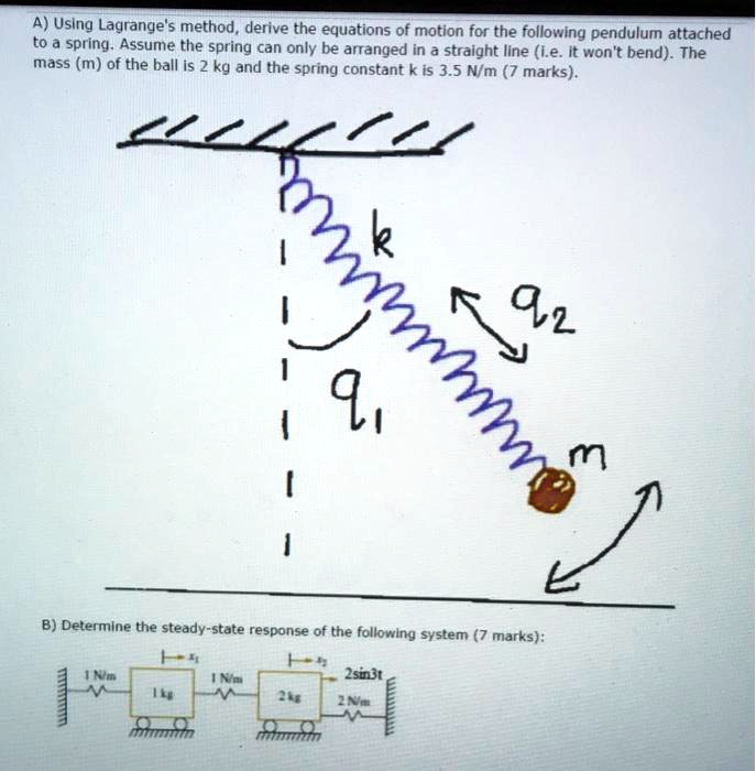 Solved A Using Lagrange S Method Derive The Equations Of Motion For