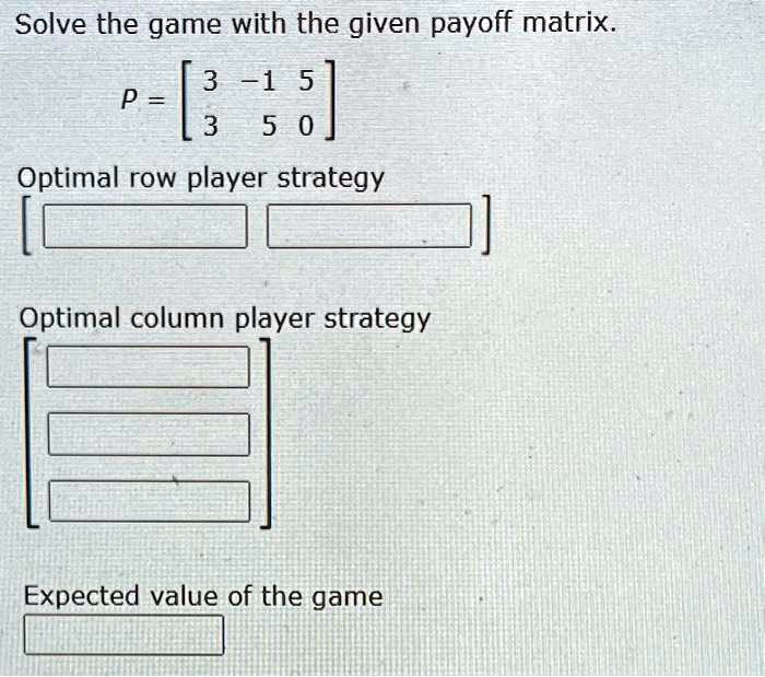 Solved Solve The Game With The Given Payoff Matrix P