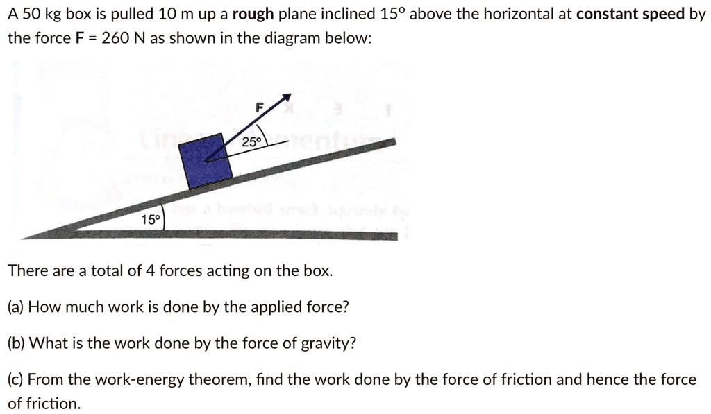 Solved A Kg Box Is Pulled M Up A Rough Plane Inclined Above