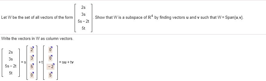 SOLVED Let W Be The Set Of All Vectors Of The Form Show That W Is